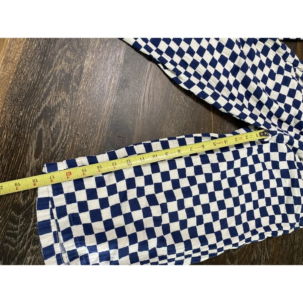 2PC Hanna Andersson Smocked Cami Top & Wide Leg Pant Set Navy White Check 10/12